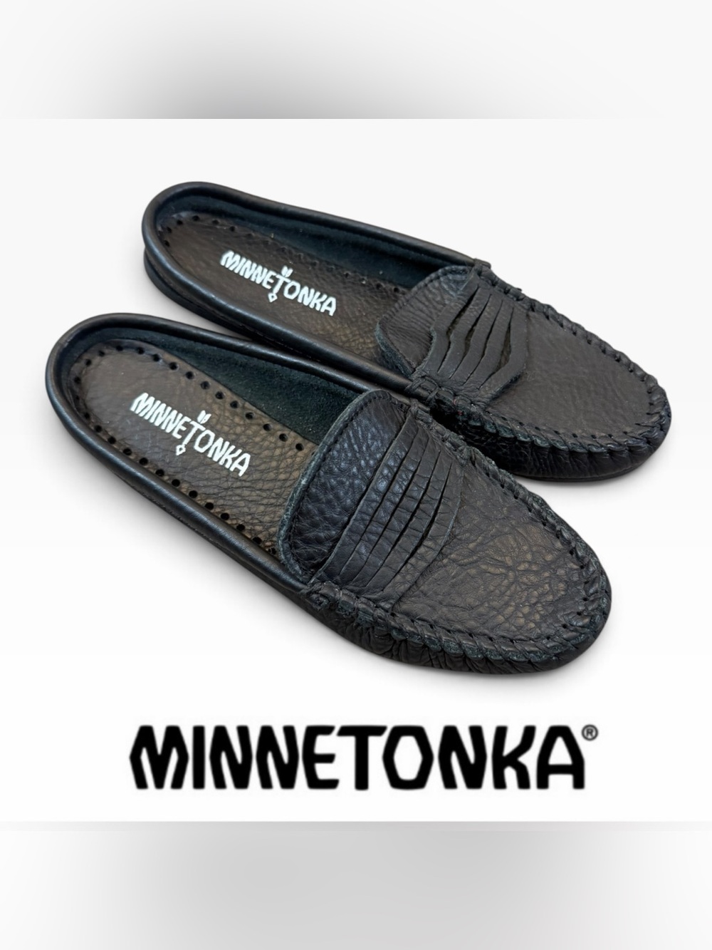 Minnetonka Kate Leather Mule Penny Moccasin Loafers